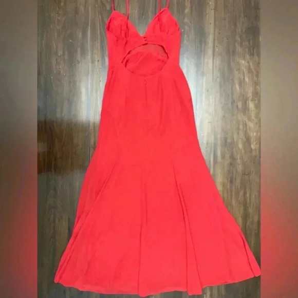 ASOS Designs Corset Dress Red Size 6 Maxi Sheer Panel Bodice Formal Sexy Cut Out - Picture 5 of 16